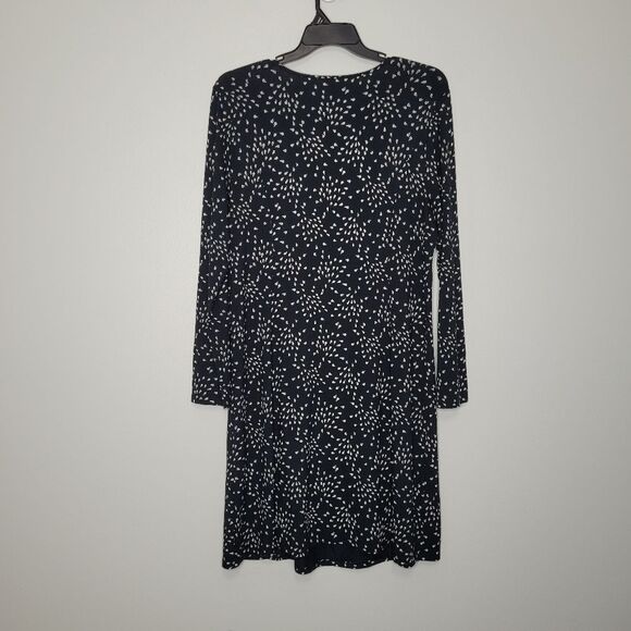 J Jill Wearever collection black cream all over print stretch pullover dress L - Picture 2 of 6